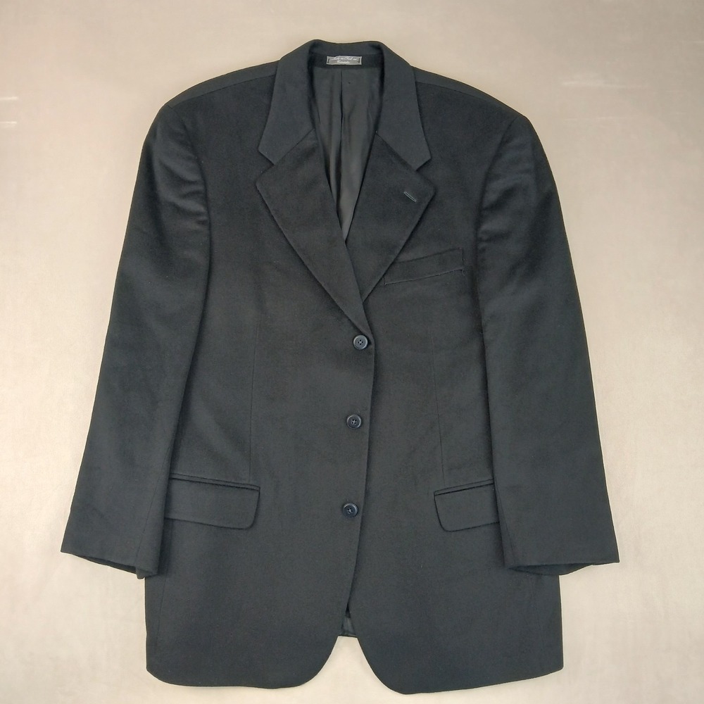 VTG Arnold Brant 44R Mens Blazer Sport‎ Coat 100% Cashmere 3 Button Black
